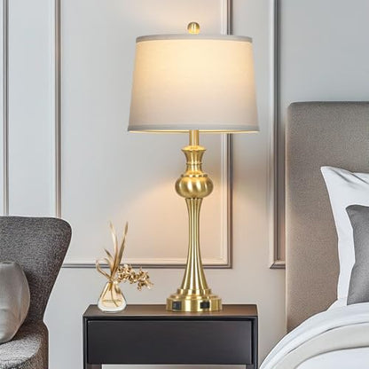 CINSARY Gold Table Lamps Set of 2, 29" Bedside Lamps for with USB C+A - color: Gold-set of 2