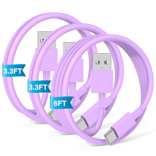 3-Pack Purple [3.3FT+3.3FT+6FT] USB A to USB C Cable，USB to USB C Car Carplay Cable for iPhone 16 15 Pro Plus Pro Max，for iPad Pro/Air/Mini，for Samsung S24/S23/S22/S21，for MacBook Pro/Air and More - color: Purple, size: 6FT+3.3FT+3.3FT