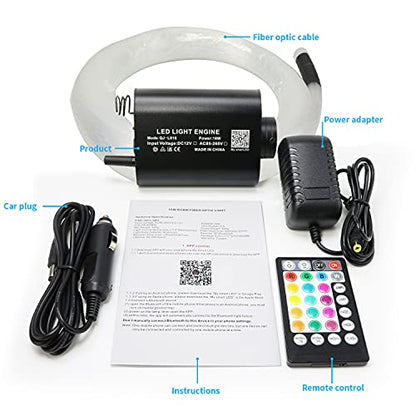 AMKI 16W Fiber Optic Lights,Starlight Headliner Light Kit APP/Remote Control Sound Activated Mode for Car&Home Decoration,Optical Fiber Cable Strands 0.75mm/0.03in 6.5ft/2m 450pcs - size: 450pcs*0.03in*6.5ft
