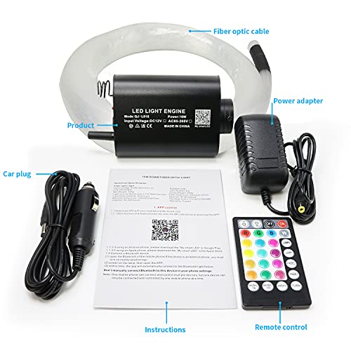 AMKI 16W Fiber Optic Lights,Starlight Headliner Light Kit APP/Remote Control Sound Activated Mode for Car&Home Decoration,Optical Fiber Cable Strands 0.75mm/0.03in 13.1ft/4m 550pcs - size: 550pcs*0.03in*13.1ft