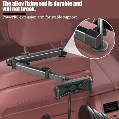 Car Headrest Tablet Holder, 360° Adjustable Vehicle Backseat Tablet Mount Road Trip Essentials for Kids, Automotive Seat Back Headrest Phone Stand, Fits Most 4.7-15" Devices (Black) - color: Black