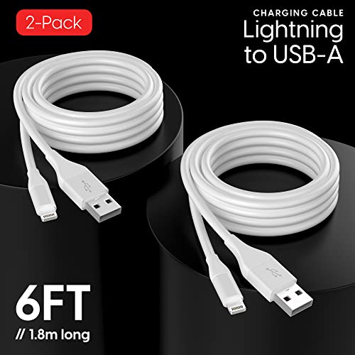 TalkWorks Lightning Cable Chargers Compatible w/iPhone 14/14 Plus/14 Pro/14 Pro Max, 13/13 Mini/13 Pro/13 Pro Max, 12/12 Pro/ 12 Pro Max - 6' Fast Charging Cords - MFI Certified (White, Pack of 4) - size: 6 feet (Pack of 2)