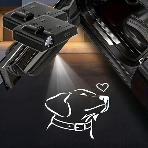 2Pcs Car Door Lights Projector,Love Dog Wireless Welcome Ghost Shadow Lamp - color: Dog