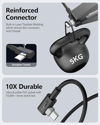 SUNGUY USB C Cable Right Angle 3FT, 2-Pack 90 Degree 3A USB 2.0 Fast Charging & Data Sync Cable Compatible with Samsung Galaxy S21 S20 S10 Plus, Note 20 10, Moto G7 G8, LG V50 V40 G8 G7 - color: Black, size: 3ft