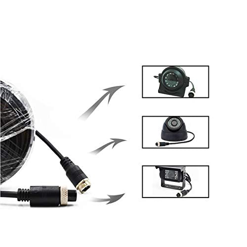50FT 15M Car 4-Pin Aviation Video Extension Cable for CCTV Rearview Camera Truck Trailer Camper Bus Motorhome Vehicle Backup Monitor Waterproof Shockproof System - color: 4Pin Aviation cable 50ft