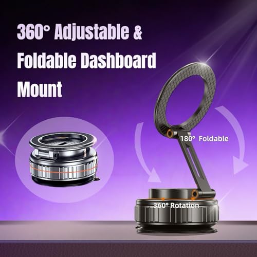 Magnetic Vacuum Car Phone Holder 360° Adjustable Foldable - color: Silver, size: GY-15B