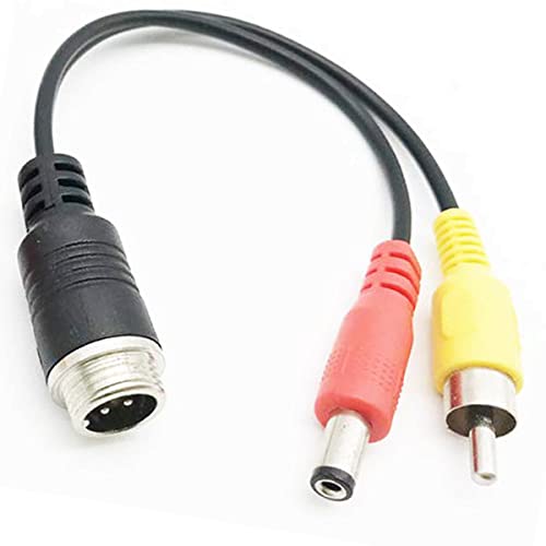 20cm/7.88" 4-pin Male Aviation Plug to RCA Male and DC Male Connector Cable, RCA AV + DC to M12 4-pin Extension Cable for Surveillance Camera Car Camera Video and Audio - (1 Pcs) - size: 4-pin Male to RCA Male and DC Male