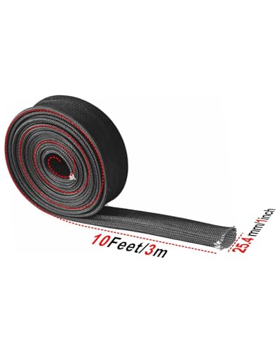 Fuel Line Heat Shield Wire Heat Shield Heat Shield Sleeve Auto Hose Spark Plug Wire Heat Shield Diesel Heater Exhaust Sleeve 2500 Degree for Car&Auto Wire Loom Brake Cable (1" IDX10',Black) - color: Black, size: 1" ID X 10'