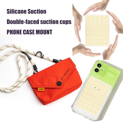 Double Sided Silicone Suction Phone Holder Mount, Silicon Accessory for iPhone and Android, Hands-Free Mirror Shower Phone Holder, TikTok Videos and Selfies (Off-White+Red) - color: Off-White+Red