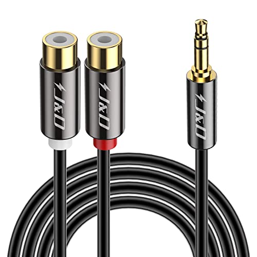 J&D RCA to 3.5mm Cable, 1/8 inch 3.5mm Auxiliary Male to 2RCA Female Stereo Audio Cord Gold Plated Aux Y Splitter for Smartphone, Tablet, MP3, Computer, Speaker, 12 Feet - size: 12 Feet