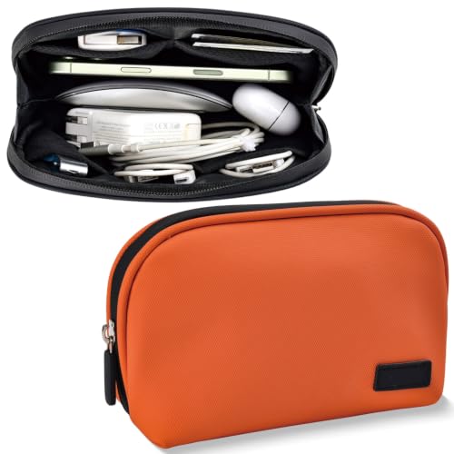 CAAORDKSO Travel Cable Organizer, Electronic Travel Organizer Case, Cord Organizer Bag, Portable Electronic Accessories Case Travel Essentials Tech Pouch for Cord, Charger, Power Bank, Earphone,Orange - color: Orange