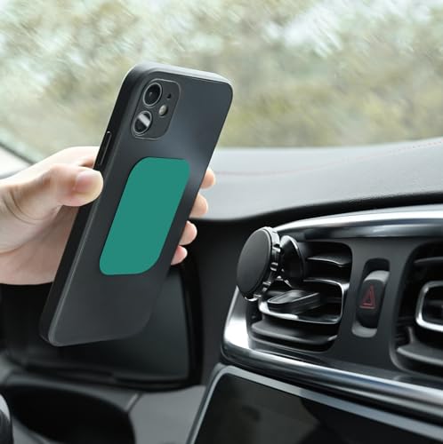 Phone Magnets for Back of Phone, Universal Metal Plates, 2 Rectangular and 2 Round With Adhesive, Car Magnets (Dark Green) - color: A Dark Green