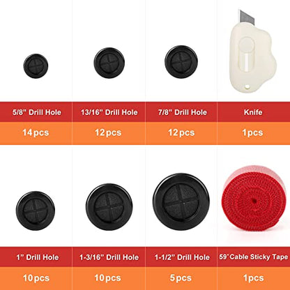 63Pcs Rubber Grommet Kit, Drill Hole Firewall Hole Plugs Wire Protection, 6 Sizes 5/8" 13/16" 7/8" 1" 1-3/16" 1-1/2"(Round) - size: Black Rubber Grommet Kit