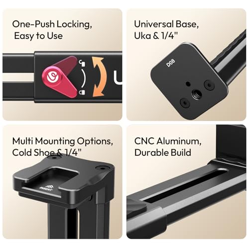 ULANZI Select CA15 iPad Tripod Mount, Aluminum Tablet Clamp, Fits 7.9"-12.9" iPad/mini/Air/Pro, One-Push Quick Lock, Arca-Uka Base + 1/4" + Cold Shoe, Tablet Holder for Video Recording/YouTube/TikTok - size: 7.9"-12.9"-CA15