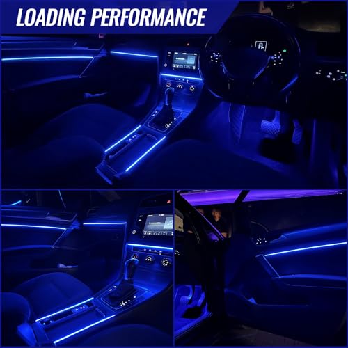 Ambient Lighting Car led Lights Interior, 43.3'' USB Powered Acrylic Neon Flexible Strip Model y Ambient Lighting kit with Remote APP,Dynamic RGB 2 in 1 Music Lights Sync for Inside car Decorations - size: 2 in 1( 43.3inch*2)