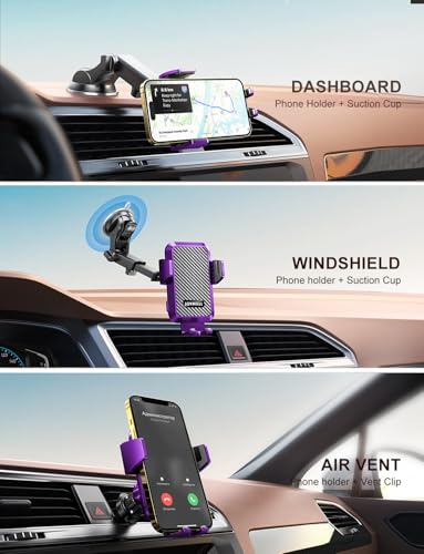 JOYMASS Wireless Car Charger, Phone Holders for Your Car, 15W Auto Clamping Phone Mount Car Accessories for iPhone 16 15 14 13 12 Mini Pro Max, Samsung Galaxy S24 Ultra S23 S22+ Note 20, etc - Purple - color: PURPLE