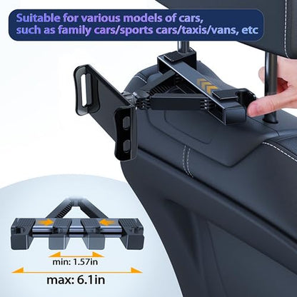 2026 Car Headrest Tablet Holder (2 Pack), Car iPad Holder for Kids, Scalable Tablet Mount for Backseat, for iPad Pro Fire HD and more, for Most Tablets/Phones, Fits Larger Tablets [Upgrade -Black] - size: 2 PACK-5.5-10.8"