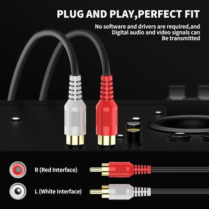 RCA Cable 50ft,2RCA M/M Stereo Audio Cable [24K Gold Plated | Copper Core] 2RCA Male to 2RCA Male.for Home Theater, HDTV, Amplifiers, Hi-Fi Systems,Speakers - size: 50ft