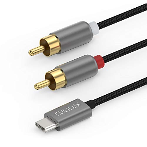 Cubilux USB C to RCA Audio Cable [192KHz/24-bit DAC] Type C to RCA Stereo Aux Cord for MacBook, iPhone 17/16/15, iPad Pro 13/12.9/11, iPad Air 13/11, Galaxy S25/S24/S23, Android, Laptop, 10 FT - color: USB C, Grey, size: 10 Feet