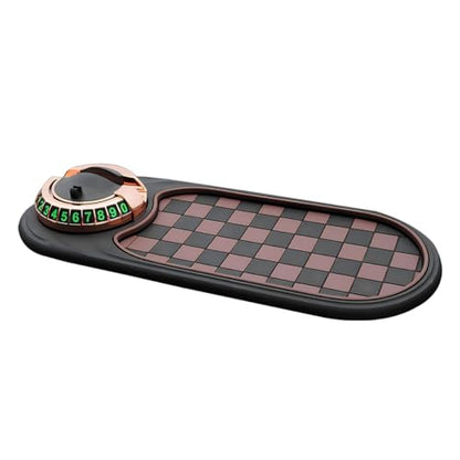 HZEL Car Dash Anti-Slip Pad, 3 in 1 Rotating Vehicle Dashboard Mat with Temporary Parking Number, Anti-Shake Auto Phone Sunglasses Keys Holder Organizer Pad, Universal Fit (Black/Brown/Gold) - color: Black/Brown/Gold