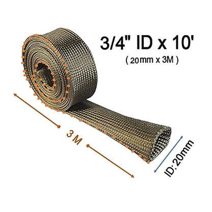 Adjustable Fuel Line Heat Shield 3/4" IDX10' Basalt fiber Spark Plug Wire Heat Shield Heat Wrap Heat Sleeve for Car&Auto Wire Loom Protection (Titanium) - color: Titanium, size: 3/4" IDX10'