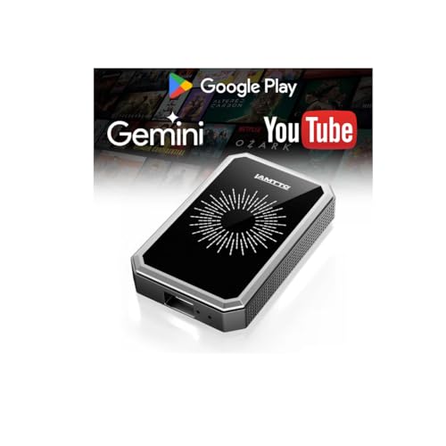 LAMTTO Wireless CarPlay Adapter with Gemini AI and Google Play, 4GB+32GB
