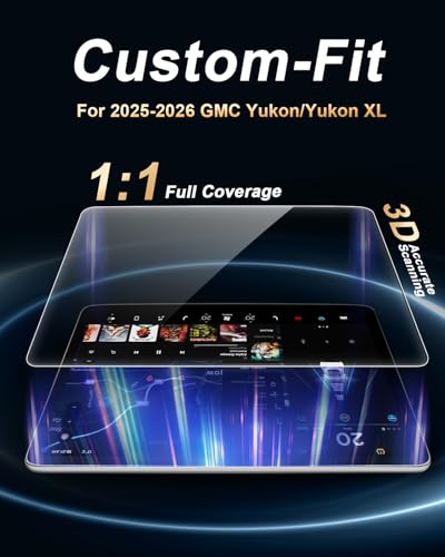 Screen Protector Set For 2025-2026 GMC Yukon - [5 Pcs 16.8-in Navigation + 11-in Instrument + 8-in Rear Seat Screen + 12.6-in Rear Seat Media System] - Tempered Glass Film 2025-2026 Yukon Accessories