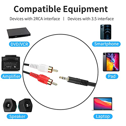 3.5mm to RCA Cable 30ft, 3.5mm TRS Male to 2RCA Male Stereo Y Splitter RCA Cord Compatible with Echo Dot, Smartphone, MP3, Tablet, Stereo Receiver, Car, Speaker, HDTV ect. - size: 30FT