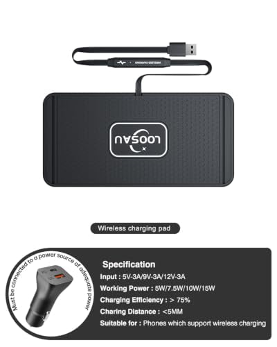 Wireless car Charger Charging pad 15w Non Slip FastCharger - color: Black-1M Cable