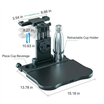 Car Back Seat Tray Table with Expandable Tray - 2-Sided Car Desk for Kids & Adults, Extra Wide & Sturdy Headrest Mount with Non-Slip Pad, Tablet/Laptop Holder for Road Trip, Eating, Working, Gaming - color: Mechanical back table board