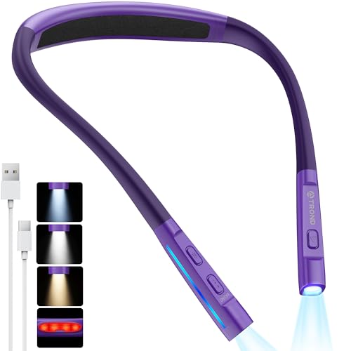 TROND LED Neck Reading Light, Bendable Neck Light for Reading, USB-C,Purple - color: Violet Purple