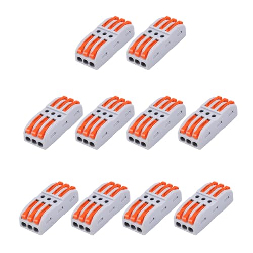 Greencycle Lever Wire Connectors 3 in 3 Out, Quick Push-in Wire Connectors for Electrical Wiring, Reusable Compact Wire Connectors for 28–12 AWG Cables, Inline Splice Cable Connectors,180PCS - size: 180PCS, style: 3IN 3OUT