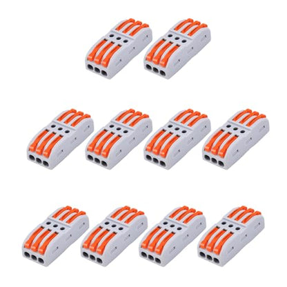 Greencycle Lever Wire Connectors 3 in 3 Out, Quick Push-in Wire Connectors for Electrical Wiring, Reusable Compact Wire Connectors for 28–12 AWG Cables, Inline Splice Cable Connectors,180PCS - size: 180PCS, style: 3IN 3OUT