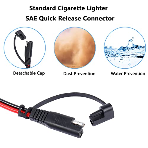 SinLoon Cigarette Lighter SAE Battery Charger Cable with Switch, 12V, 10FT