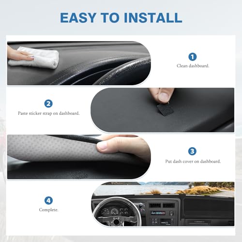 FIILINES Dash Cover for 1987-1996 Dodge Dakota, Dashboard Mat Exact Fit for Dakota Interior Accessories Dashboard Pad Carpet Dash Mat Sunshade Non-Slip Polyester Protector No Glare Black - size: For Dakota 1987-1996