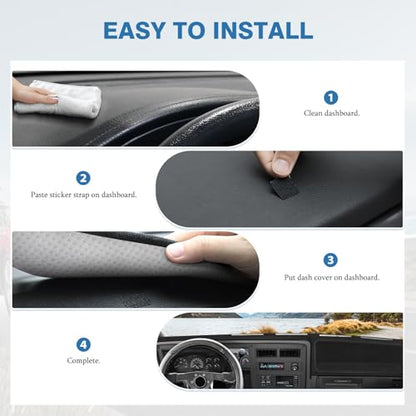 FIILINES Dash Cover for 1987-1996 Dodge Dakota, Dashboard Mat Exact Fit for Dakota Interior Accessories Dashboard Pad Carpet Dash Mat Sunshade Non-Slip Polyester Protector No Glare Black - size: For Dakota 1987-1996