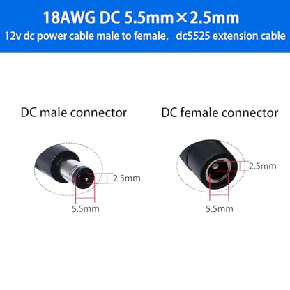 DC Power Extension Cable, 5.5mm x 2.5mm, 16.4FT, 3-Pack - color: Black 3pcs, size: 16.4ft