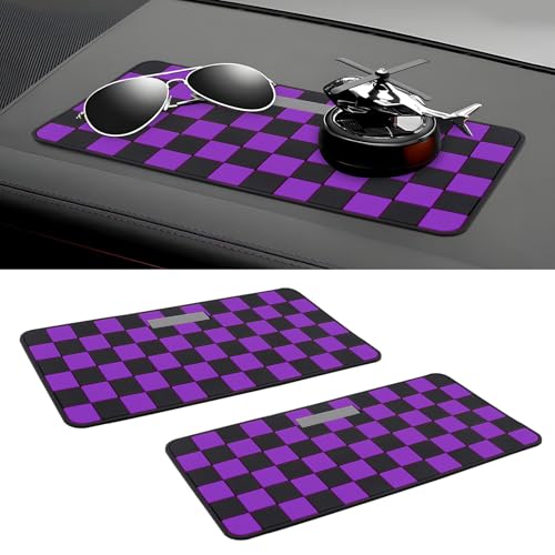 Wuyaoyao 2PCS Car Dashboard Anti Slip Mat, 12.2"×8.3" Non-Slip Dashboard Sticky Pad, PVC Car Dash Gripping Mat, Multifunctional Auto Grip Mat for Phones Sunglasses Keys Electronic Devices (Purple) - color: Purple
