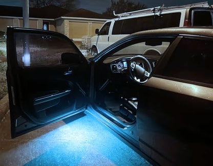 iJDMTOY Aqua Ice Blue 18-SMD Full LED Under Side Door Courtesy Lights, Footwell Lights, Compatible with Dodge Charger Challenger Dart Stratus Magnum Avenger, Chrysler 200 300 Sebring - style: Aqua Ice Blue