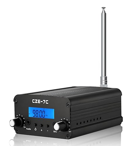 FM Transmitter, 1/7W Long Range Stereo Radio Broadcast Transmitter for Drive-in Church Light Show Supermarket School Car Theater,Conference, Factory Personal Radio