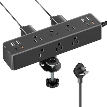 Desk Clamp Power Strip 15FT, 40W Total Fast Charging Station - size: 15FT-40W
