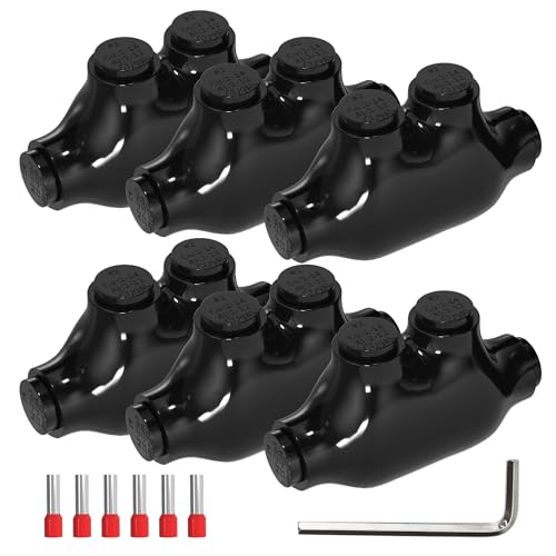 Joinfworld 2 Port Inline Splice Connector 2-14 AWG Aluminum to Copper Wire Connectors Insulated Wire Connectors Inline Splice Connector with 5/32" Slotted Allen Hex - 6 Pack - size: 2-14 AWG