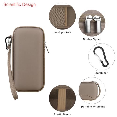 Elonbo Carrying Case Compatible with Portable Handheld Inhaler Nebulizer Machine for Adults and Kids, Asthma Inhaler/Handheld Atomizer Machine Hard Travel Bag, Mesh Pocket Fits Charging Cable, Brown - color: Brown