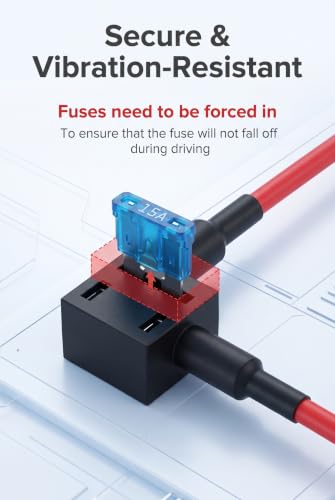 5 PCS Add-a-Circuit Fuse Tap Adapter, Mini APM Blade Fuse Holder, Automotive Replacement Inline Fuse Extender Jumper Wire Kit, for Car Truck Boat RV Dash Cam Radar Detector (Red)