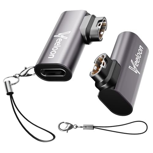 270-Degree Angled USB-C Charger Adapter for Garmin Watch (2 Pack), C to Garmin Cable Converter with Anti-Lost Lanyard, Safe Fast Charging for Fenix,Forerunner,Instinct,Venu,Epix,Tactix,Swim - size: Side Angled
