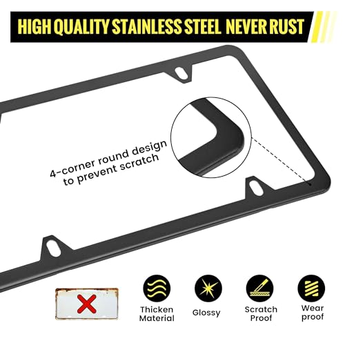 Oyviny Trailer License Plate Bracket Holder Frame Kit for Boat ATV UTV RVs Trucks Utility Trailer, Universal Stainless Steel Car Tag Frame Trailer Light Bracket with Mounting Hardwares