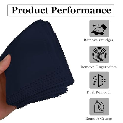 10PCS Suede Microfiber Cloths, 8"×8" Suede Cloth Cleaning Rags, Double-Sided Cleaning Cloths for Car LCD Display, Screens, Glasses, Lenses, Mirrors, Windows, Delicate Surfaces (Black)