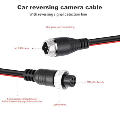 4Pin Backup Camera 4 Pin Backup Camera Extension Cable with Trigger Wire Dash Cam Rearview Camera Extension Cord for CCTV Rear Camera Truck Trailer RV (20m / 65.6ft)