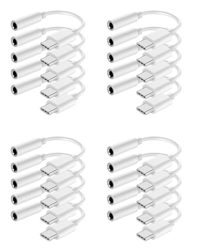 USB C to 3.5mm Female Headphone Jack Adapter 20 Pack