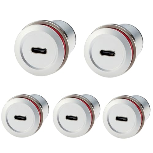 USB 2.0 to USB 3.1 C Embedded Panel Mount Connector USB Female to Type C Female Threaded Fixed Flush Mount Pass Through Converter for Data Transfer Fast Charging (5PCS) - size: 5PCS